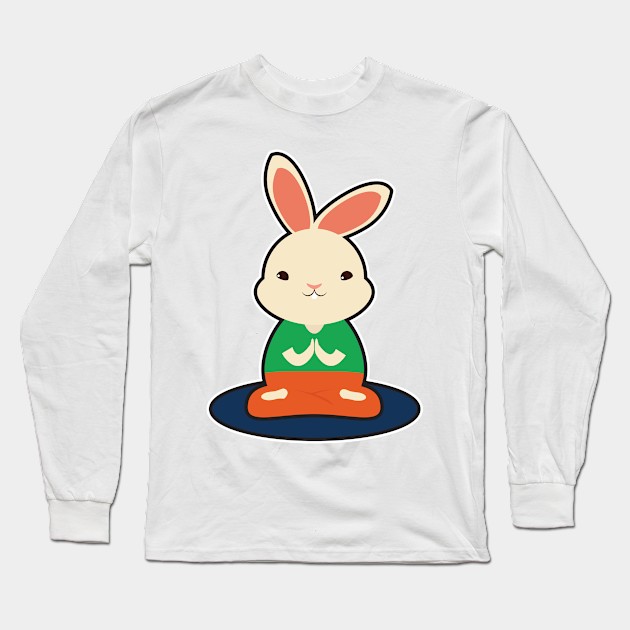 Rabbit at Yoga on Yoga mat Long Sleeve T-Shirt by Markus Schnabel